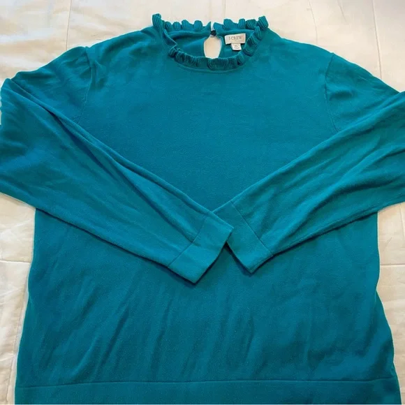 J. Crew Factory Women's Cotton Ruffle Neck Sweater (XL) - Picture 4 of 7